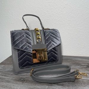 NEW Grey Velvet Crossbody/Handbag Purse